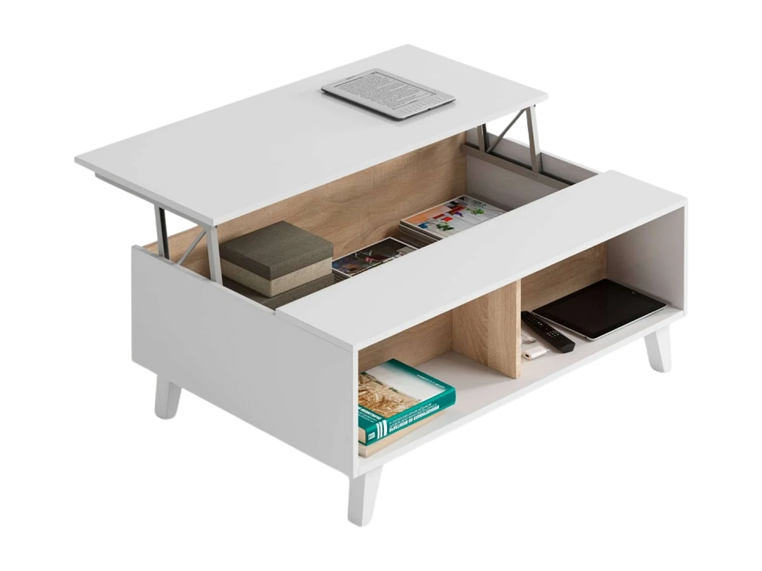 Pack Muebles Salón Blanco/Roble: Salón + Aparador + Mesa Centro