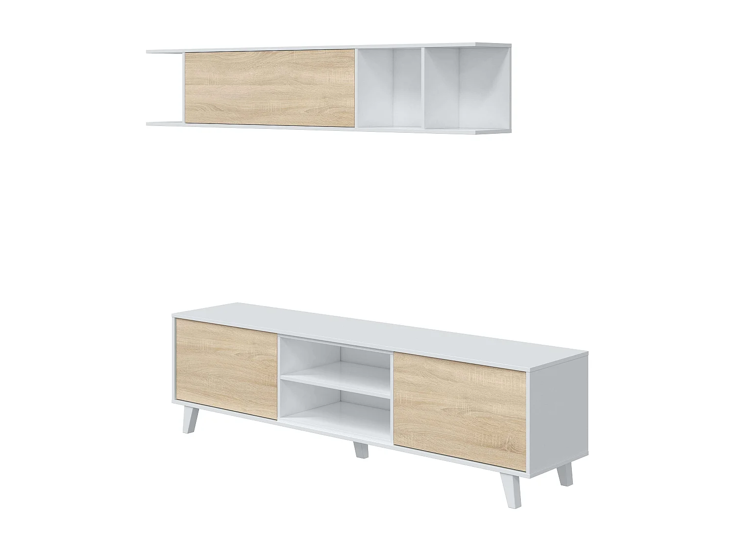Pack Muebles Salón Blanco/Roble: Salón + Aparador + Mesa Centro