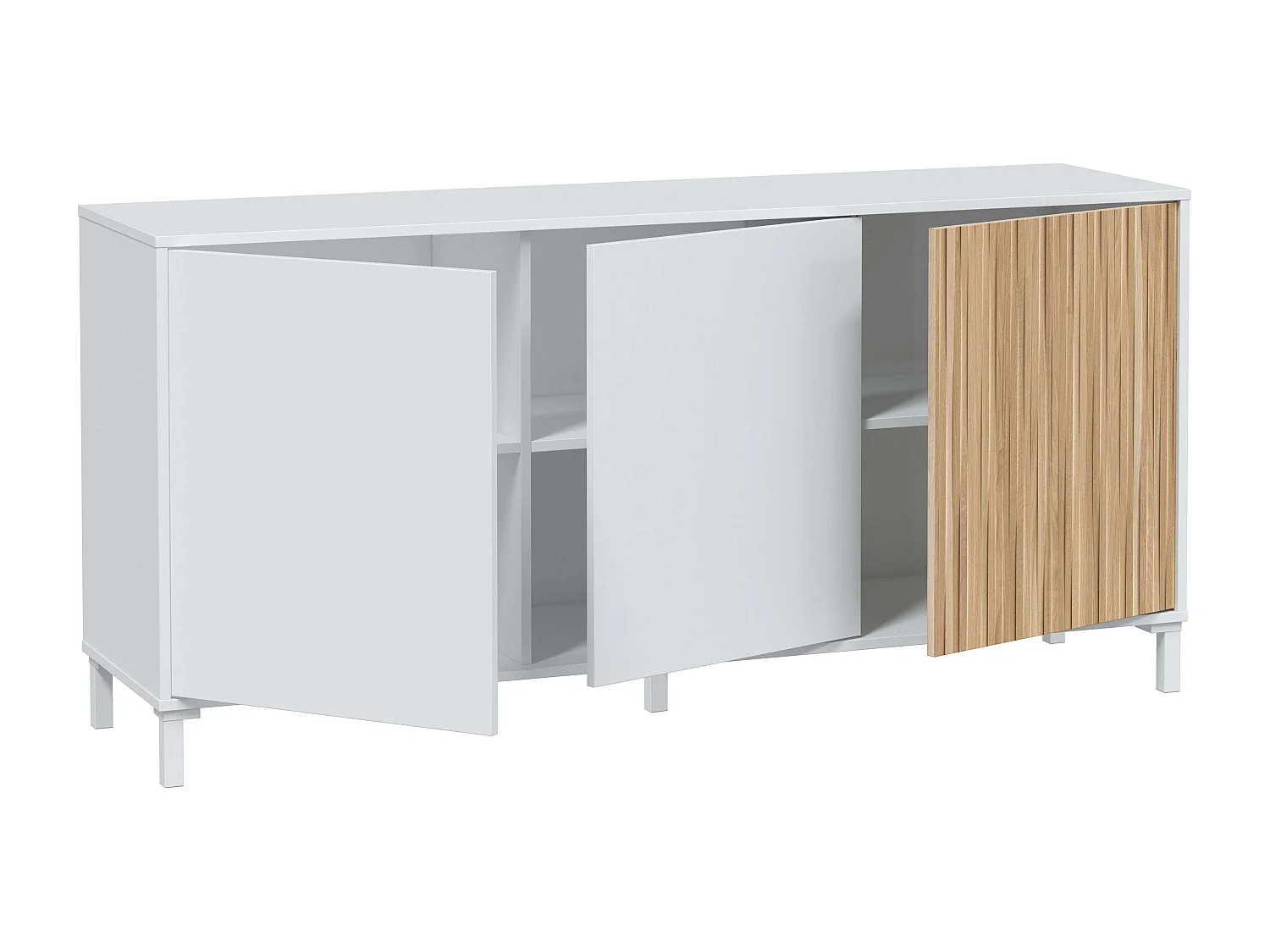 Pack de Muebles Salón Comedor Melamina Blanco Mate y Roble Natur