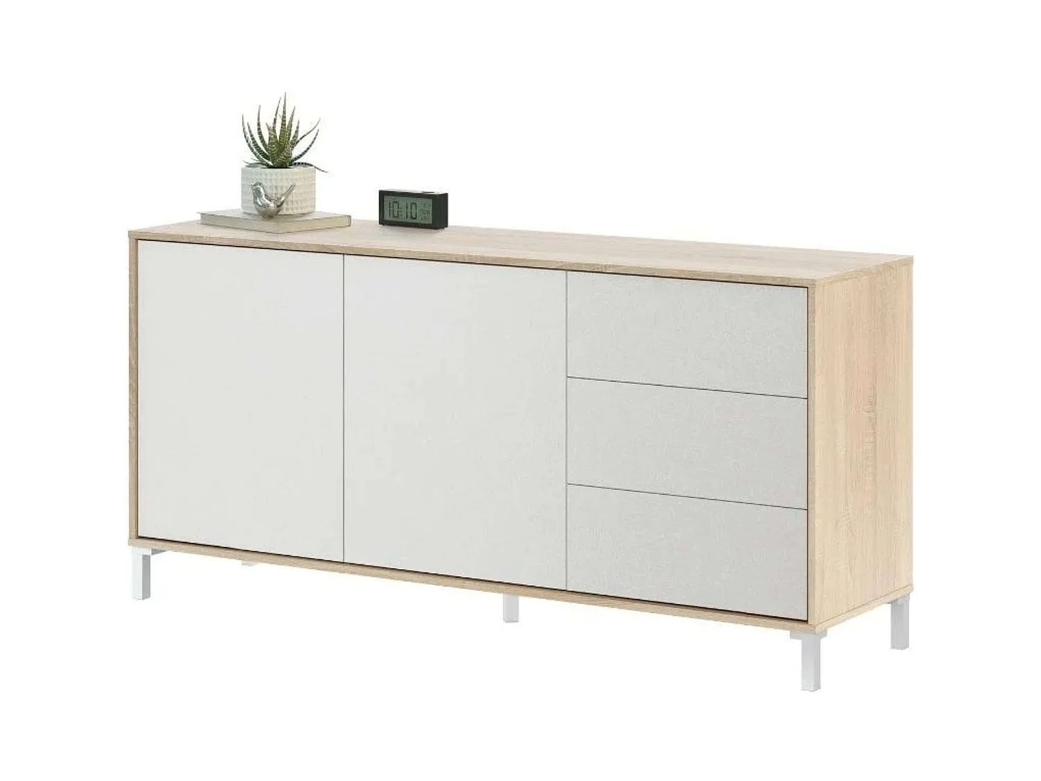 Pack salón Brooklyn roble canadian-blanco artik Estilo nórdico