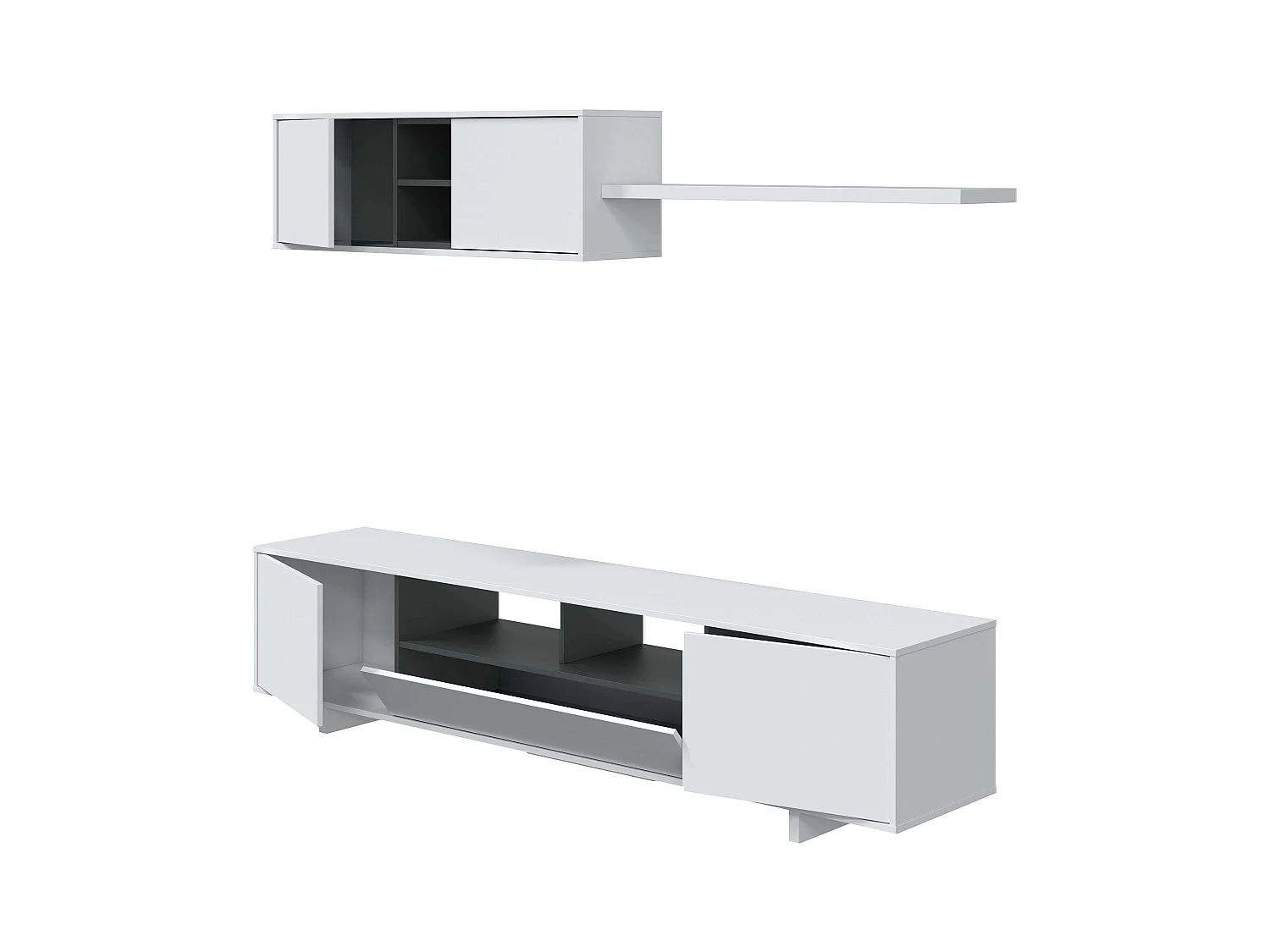 Pack Muebles Salón Belus Blanco: Modular + Mesas Centro y Comedor