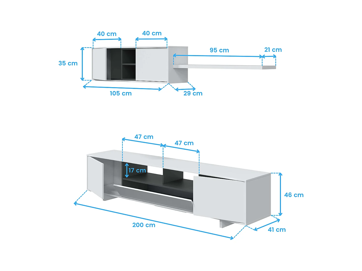 Pack Muebles Salón Belus Blanco: Modular + Mesas Centro y Comedor
