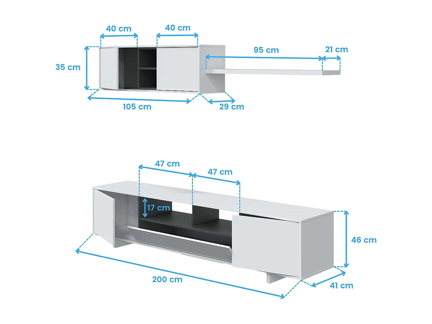 Pack Muebles Salón Belus Blanco: Modular + Mesas Centro y Comedor