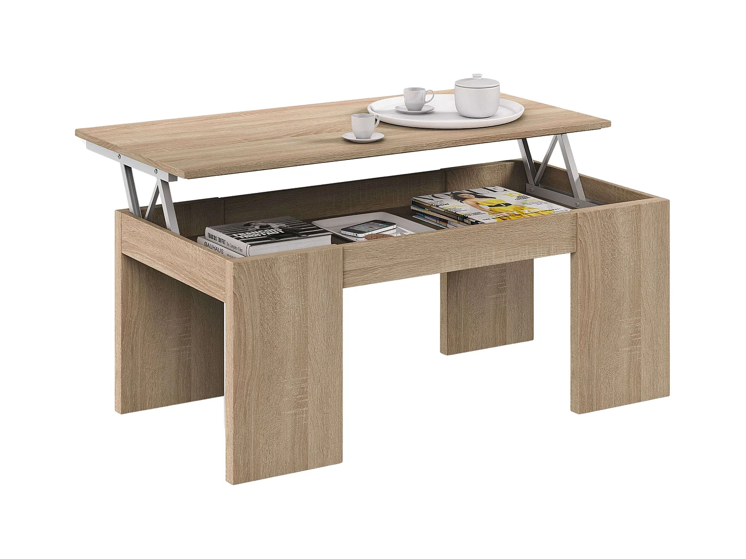 Pack Muebles Salón Nórdico: Módulo TV, Mesa Centro y Comedor Blanco/Roble