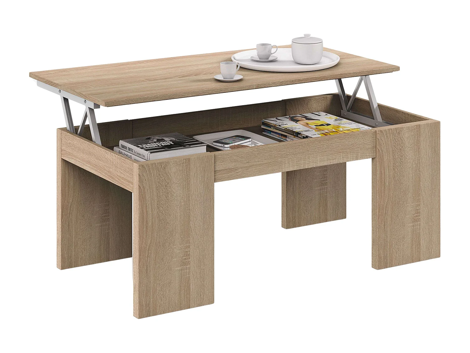Pack Muebles Salón Nórdico: Módulo TV, Mesa Centro y Comedor Blanco/Roble