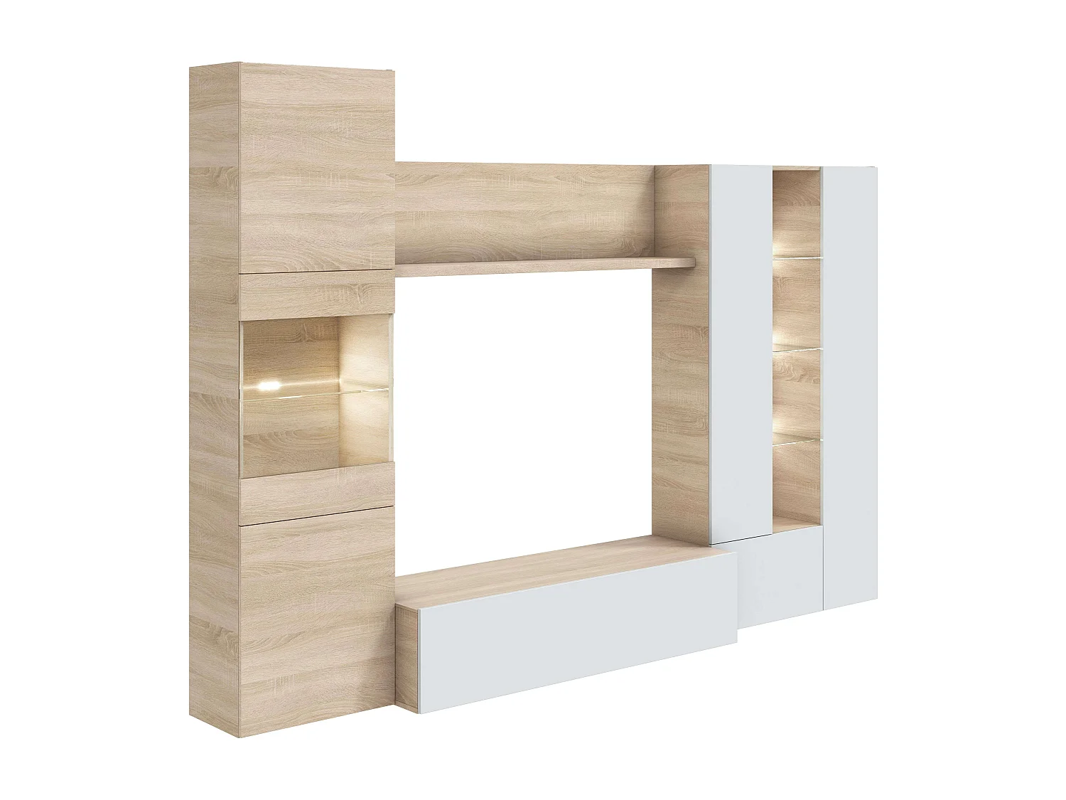 Pack Muebles Salón Led Color Canadian Blanco Moderno (mueble + Mesas)