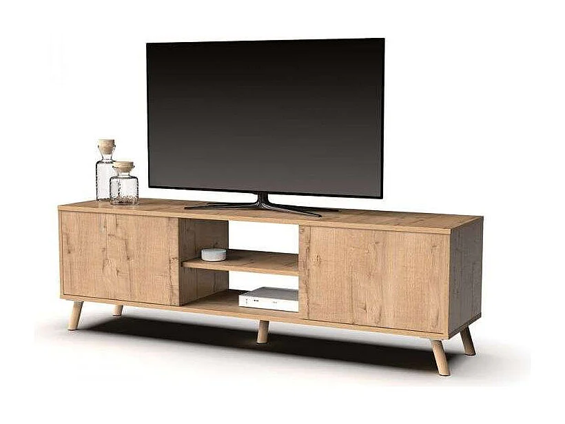 Pack Muebles Salón Oslo Roble Gold: Mesa Extensible, TV, Aparador, Librería