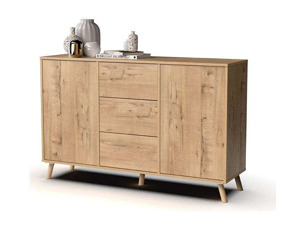 Pack Muebles Salón Oslo Roble Gold: Mesa Extensible, TV, Aparador, Librería