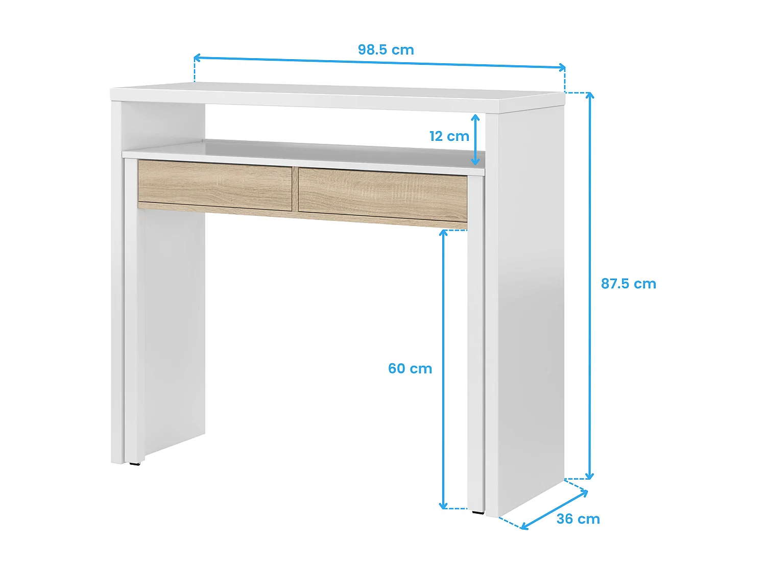 Pack Muebles Salón Completo Roble Blanco: Mueble + Mesa + Escritorio