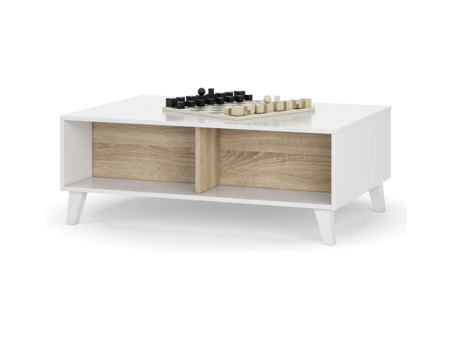 Kit 3 Muebles Salón Blanco Zaiken y Roble Canadian (TV, centro, aparador)