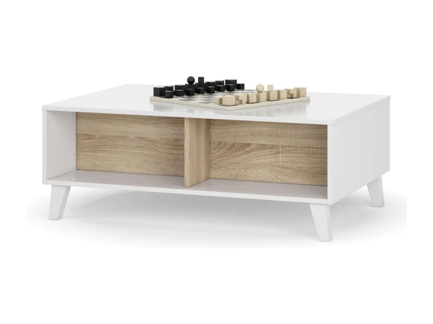 Kit 3 Muebles Salón Blanco Zaiken y Roble Canadian (TV, centro, aparador)