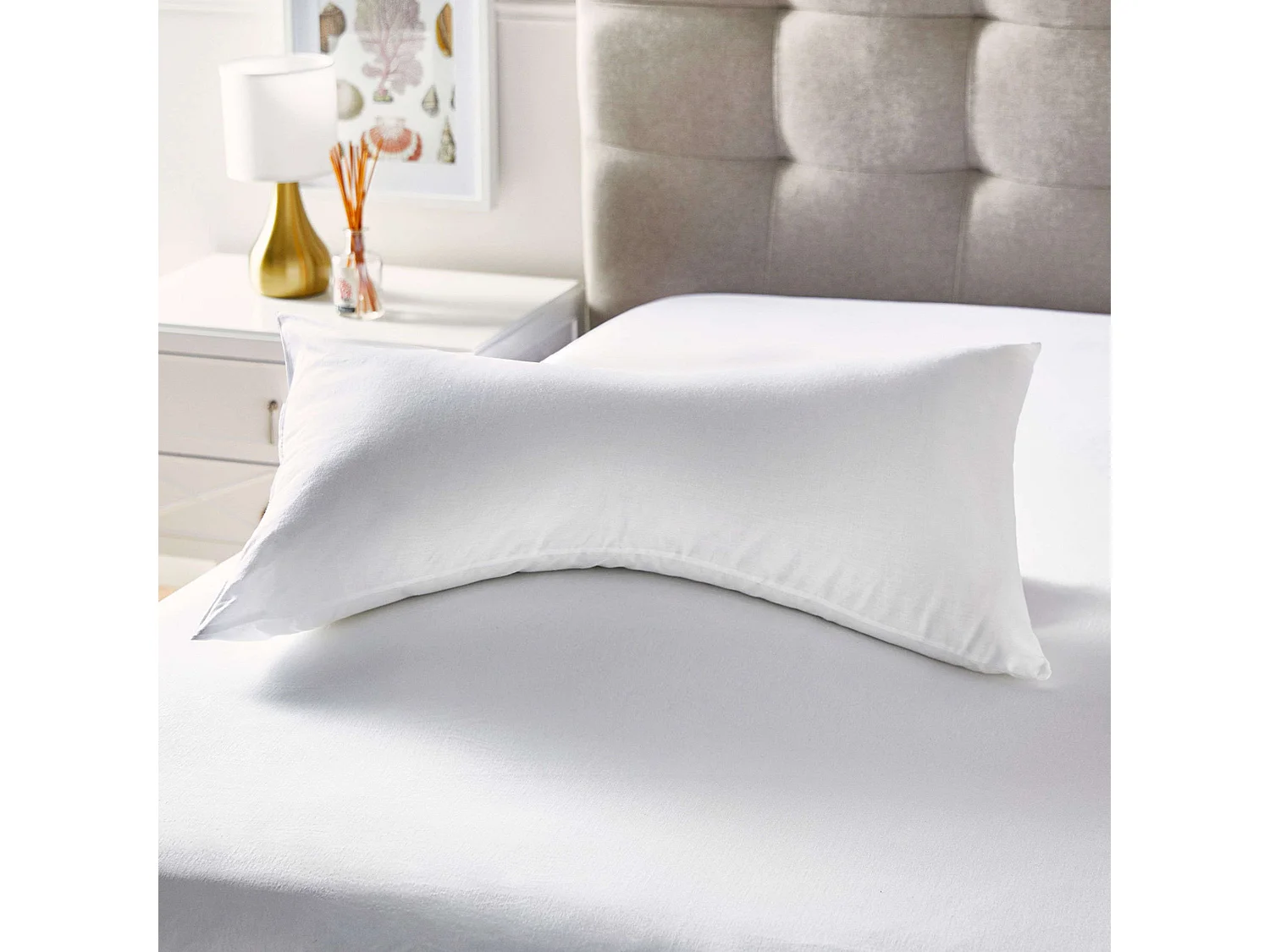 Almohada Fibra Tacto Gel Firmeza Med Algodón Blanco 60x40 cm