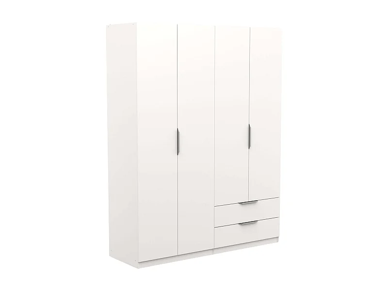 Armario Dormitorio Ghost 2 Cajones 4 Puertas Melamina Blanco 158x51 cm