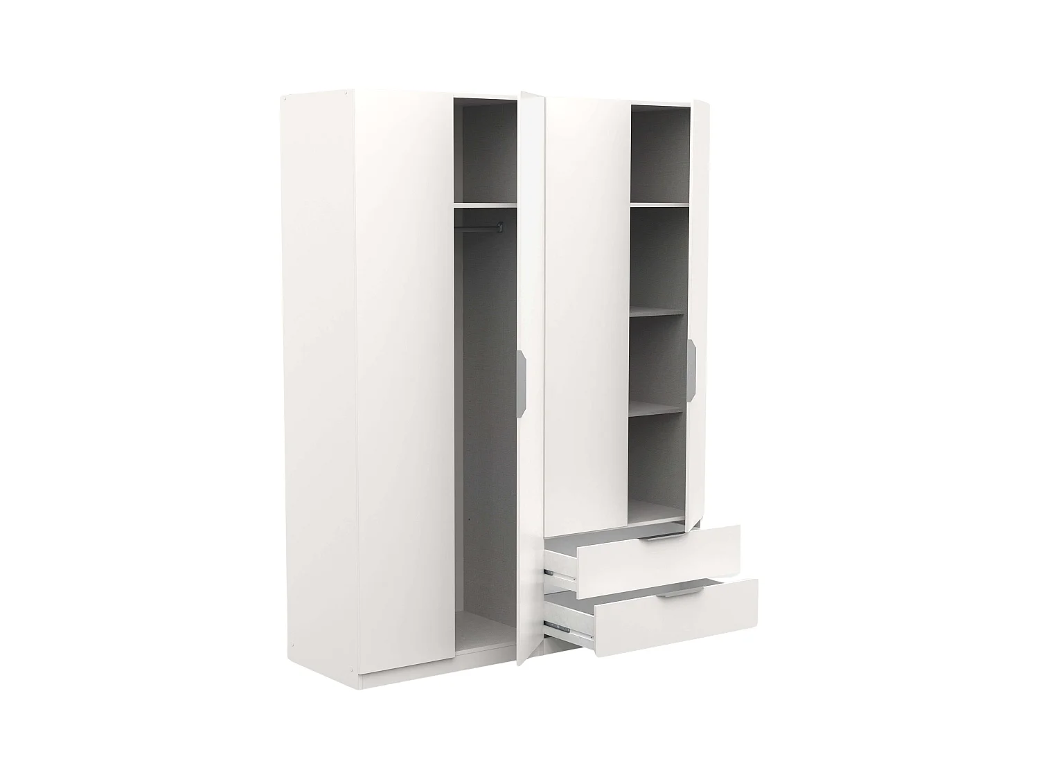 Armario Dormitorio Ghost 2 Cajones 4 Puertas Melamina Blanco 158x51 cm