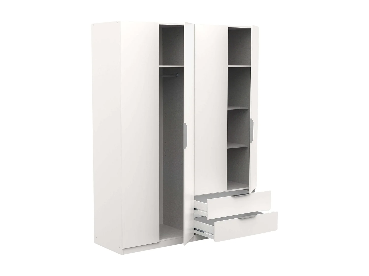 Armario Dormitorio Ghost 2 Cajones 4 Puertas Melamina Blanco 158x51 cm