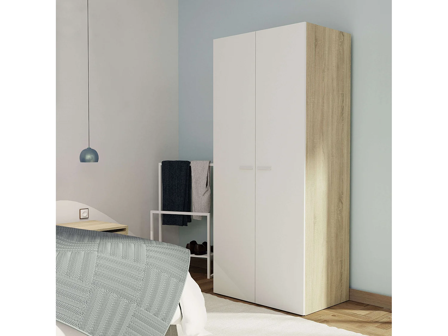 Armario 2 Puertas Abatibles Tibet Roble Cambrian/Blanco Mate 79x180 cm