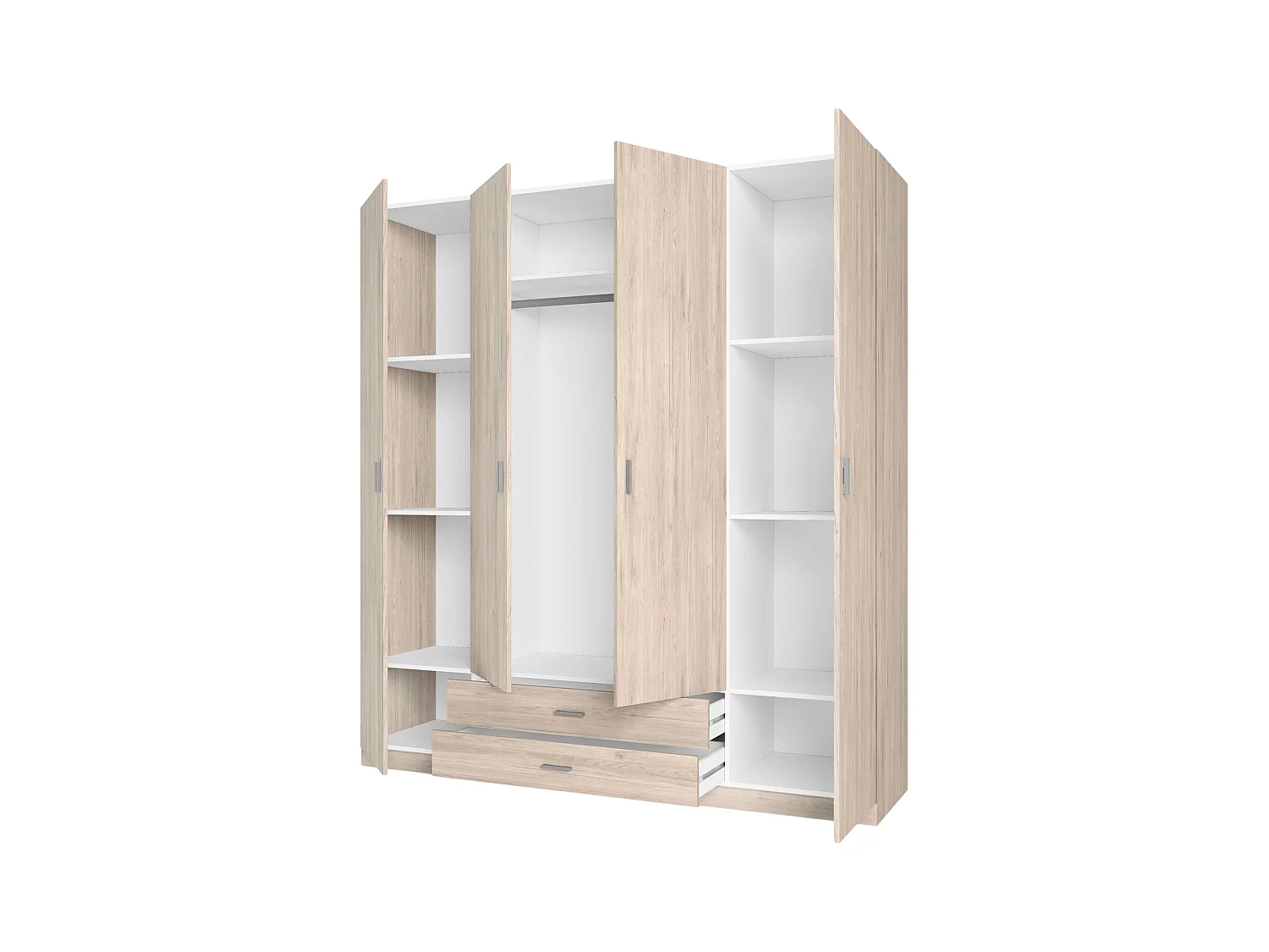 Armario Roma 4 puertas 2 cajones dorm. hab. color sahara 200x215 cm