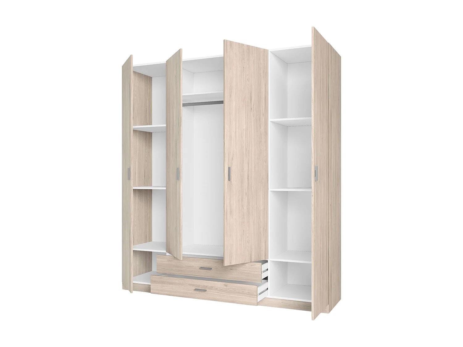 Armario Roma 4 puertas 2 cajones dorm. hab. color sahara 200x215 cm