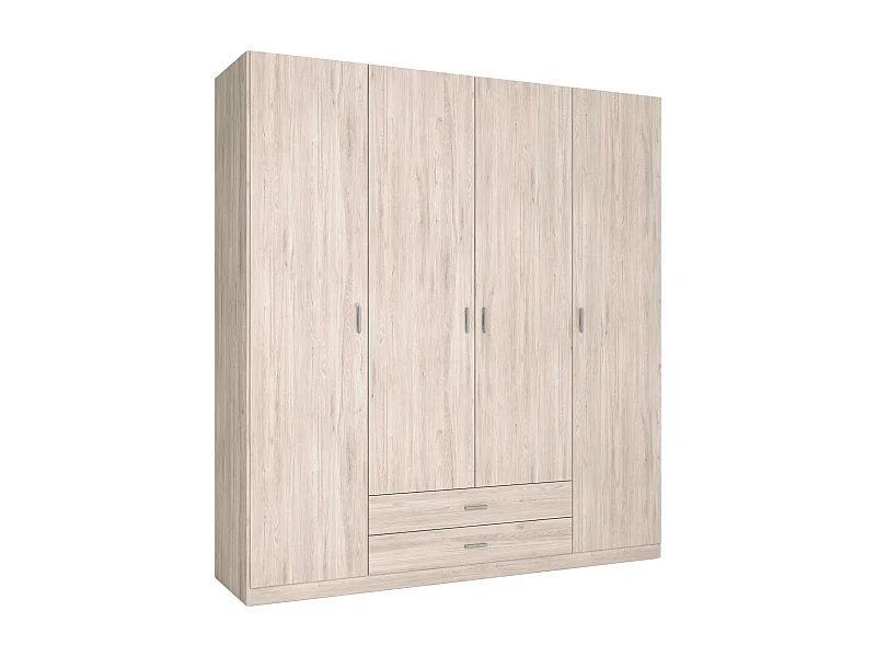 Armario Roma 4 puertas 2 cajones dorm. hab. color sahara 200x215 cm