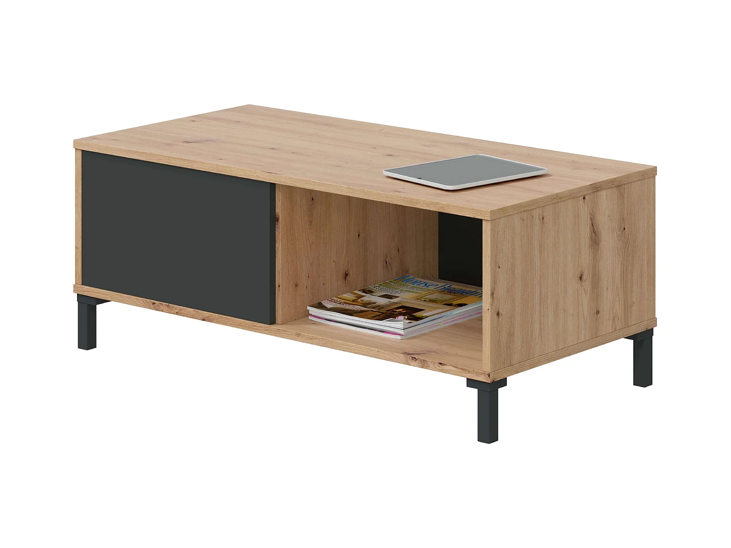 Pack 3 muebles salón Roble Nodi y Gris Antracita