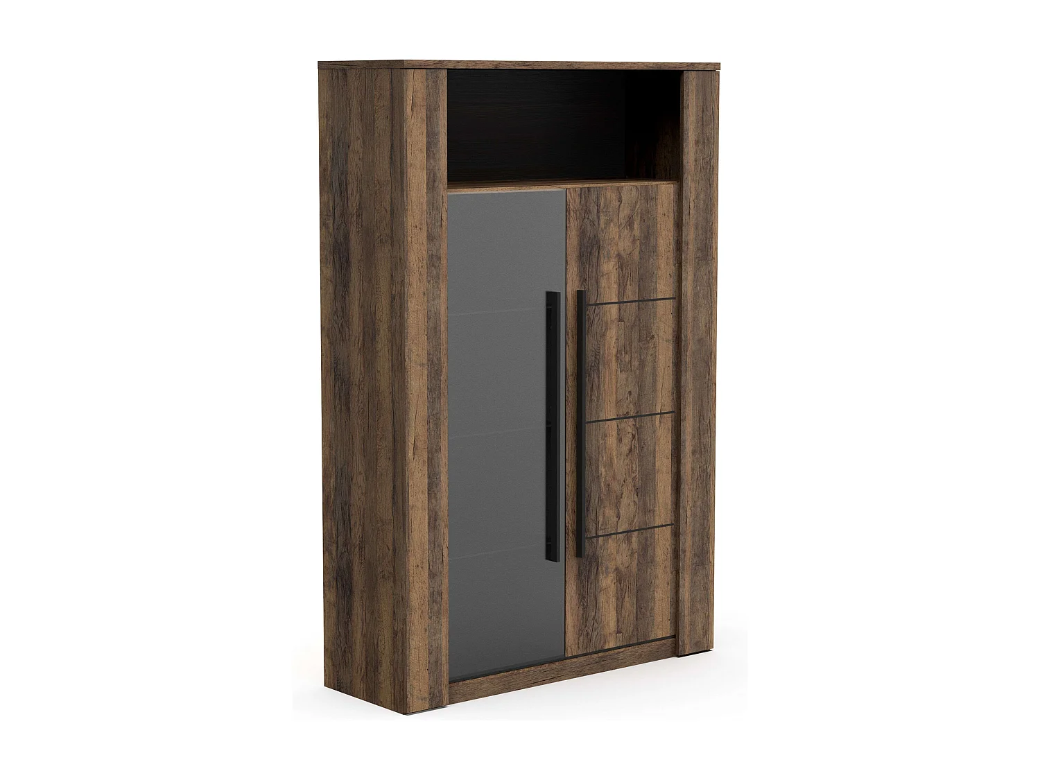 Pack Muebles Ind. Salón Mónaco Roble Osc. y Negro