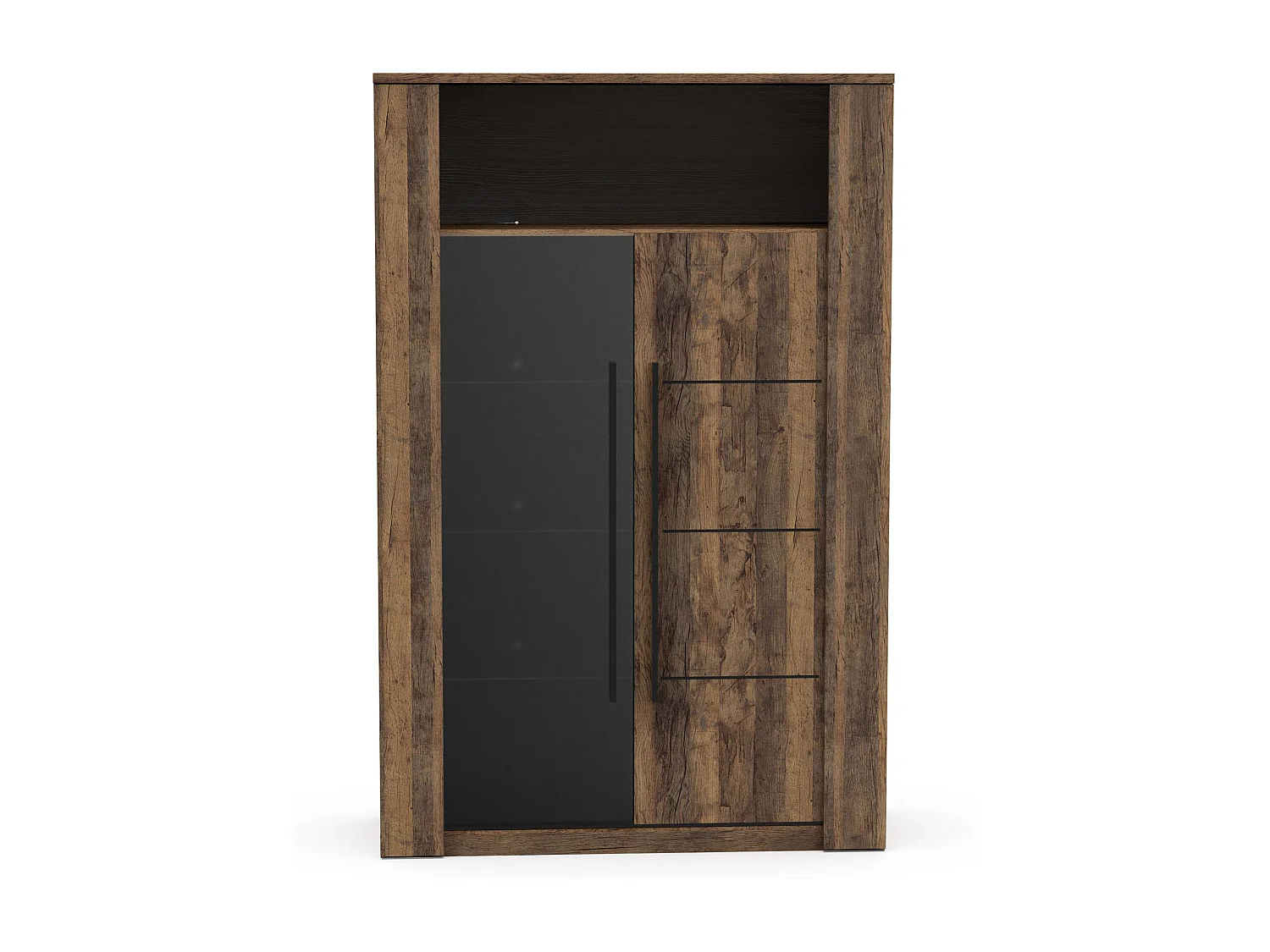 Pack Muebles Ind. Salón Mónaco Roble Osc. y Negro