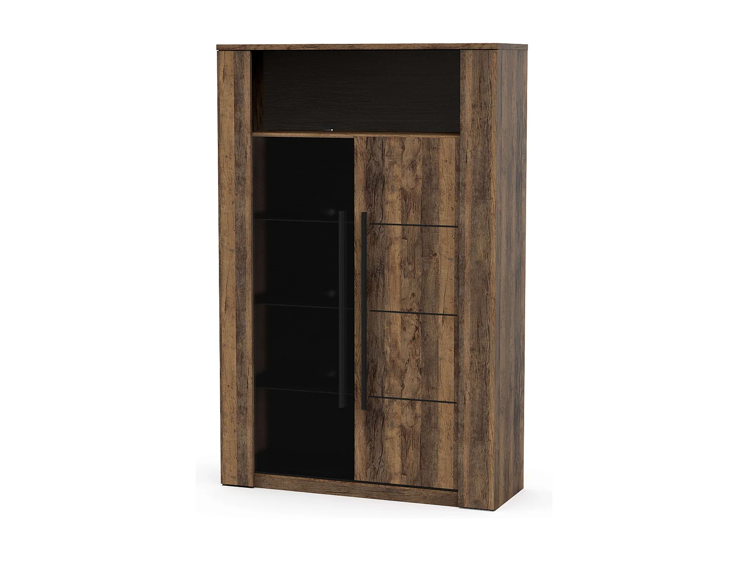 Pack Muebles Ind. Salón Mónaco Roble Osc. y Negro