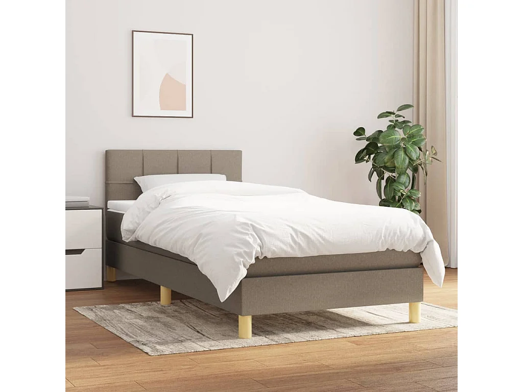 Cama de solteiro | Cama de adulto | Cama com molas/colchão 90x190cm tecido castanho-acinzentado SHL507242