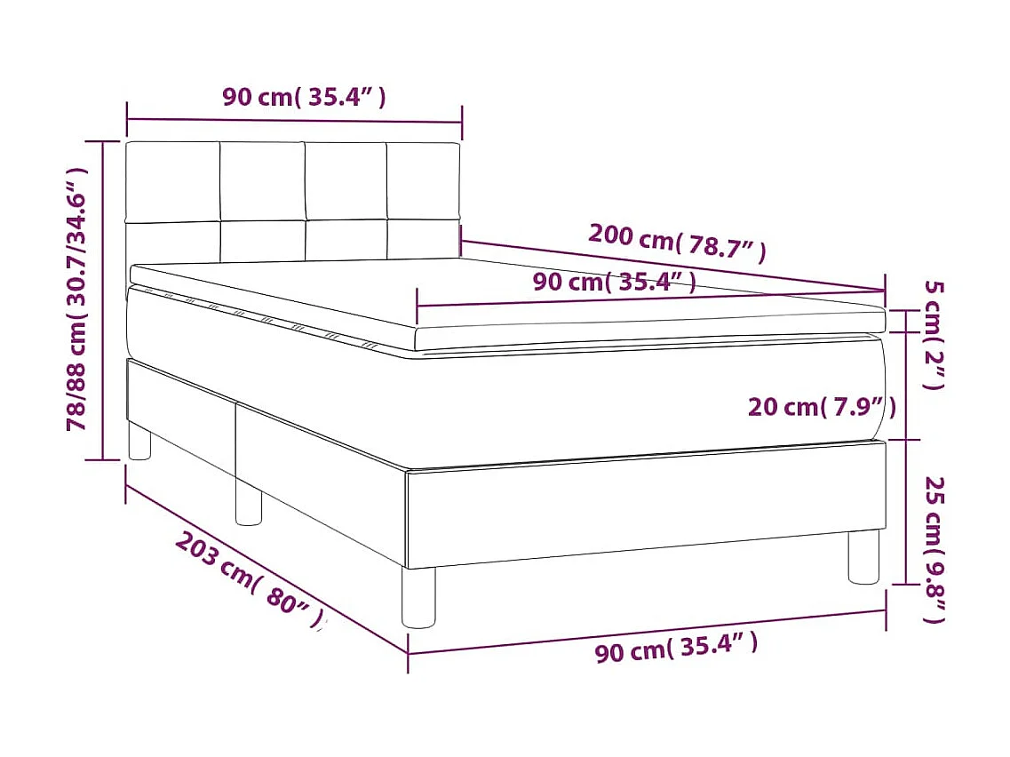 Cama de solteiro-Cama de adulto-Cama com molas/colchão 90x200cm tecido azul SHL690923