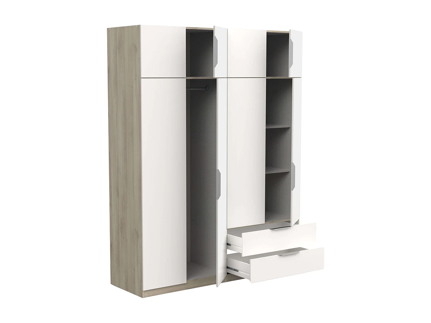 Armario Grande Ghost 8P 2C Blanco/Roble Kronberg 203x158x51 cm