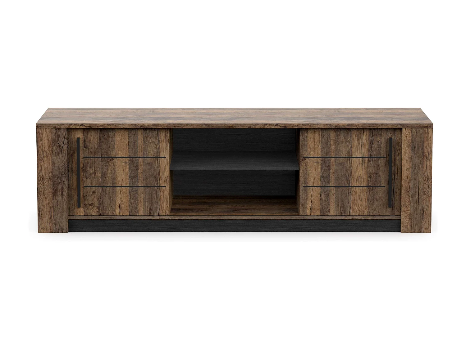 Pacote de móveis para sala de jantar industrial Monaco em carvalho escuro e preto