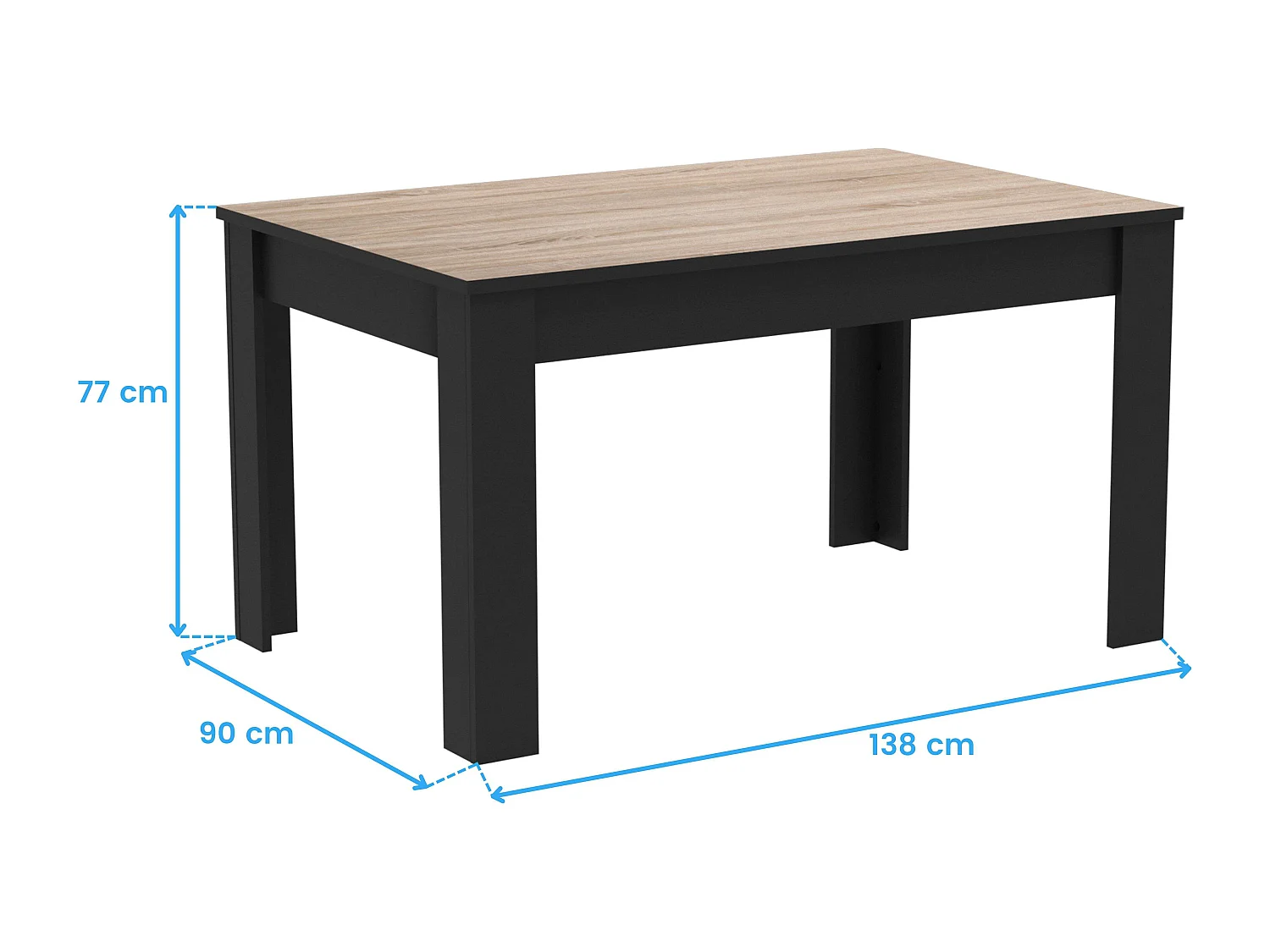 Pack Muebles Salón Comedor Wayne Roble/Negro (mesa + Aparador + Librería)