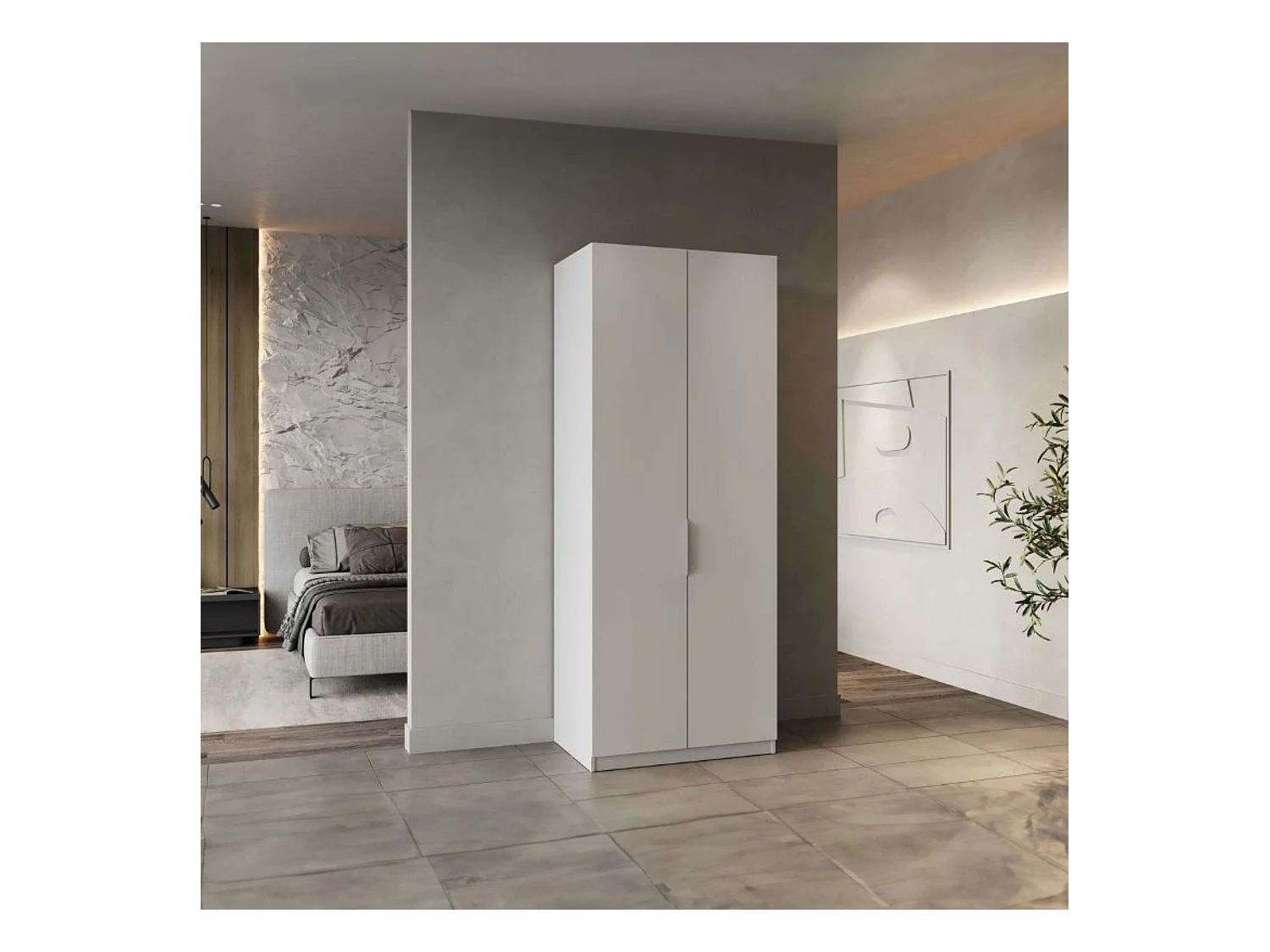 Armario Alto 2 Puertas Ghost Blanco Mate 203x79 cm - Ordenado