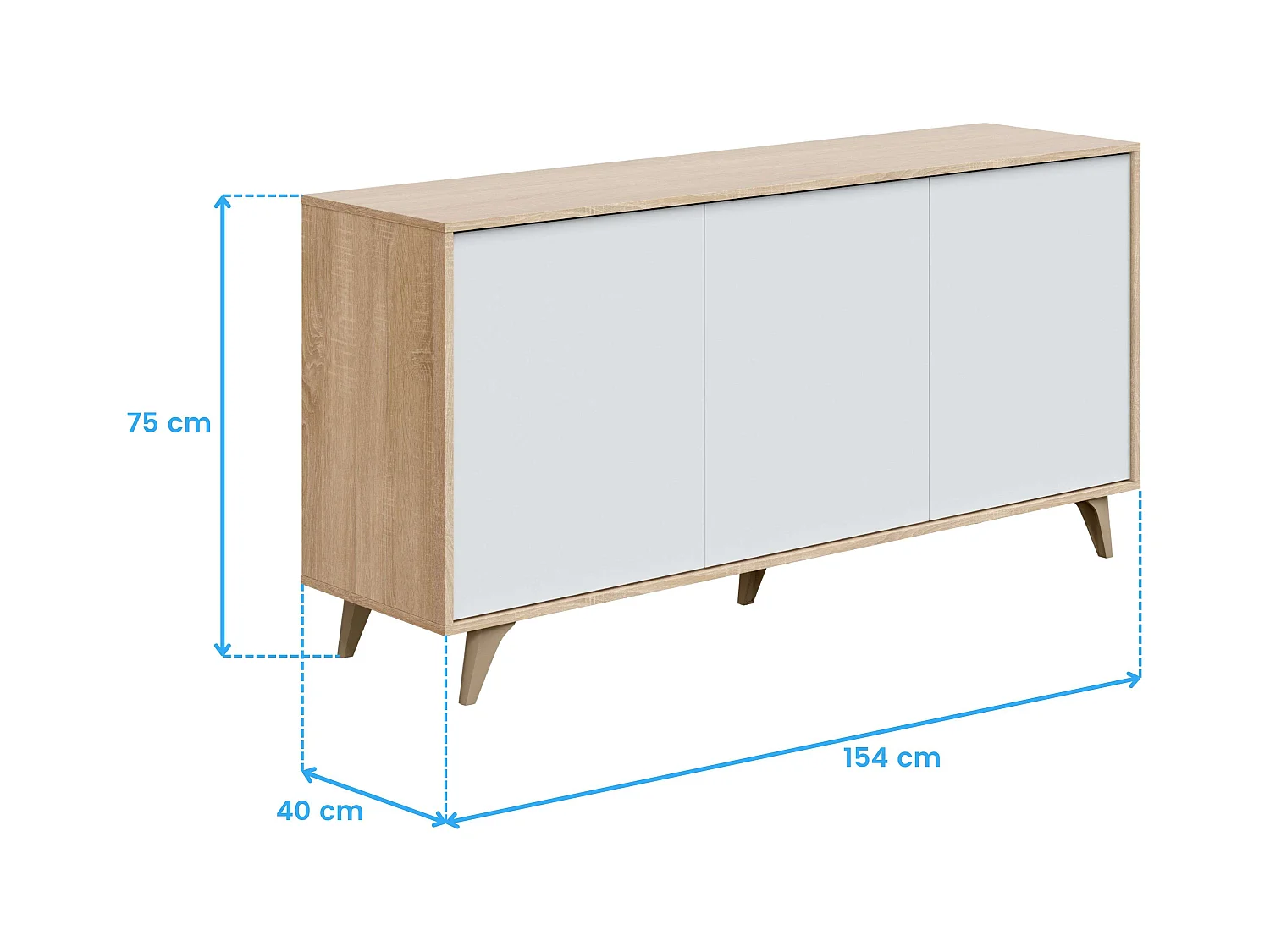 Pack Muebles Salón Nórdico Blanco Roble: TV, Aparador, Vitrina, Mesas