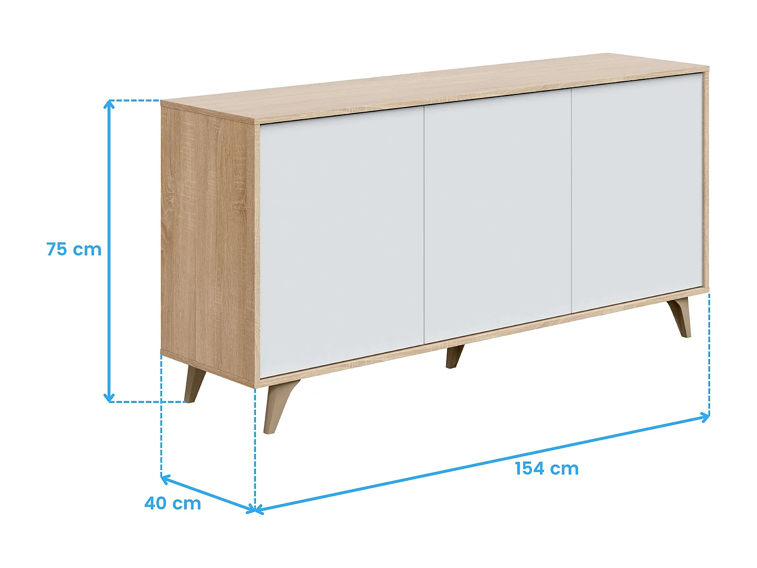 Pack Muebles Salón Nórdico Blanco Roble: TV, Aparador, Vitrina, Mesas