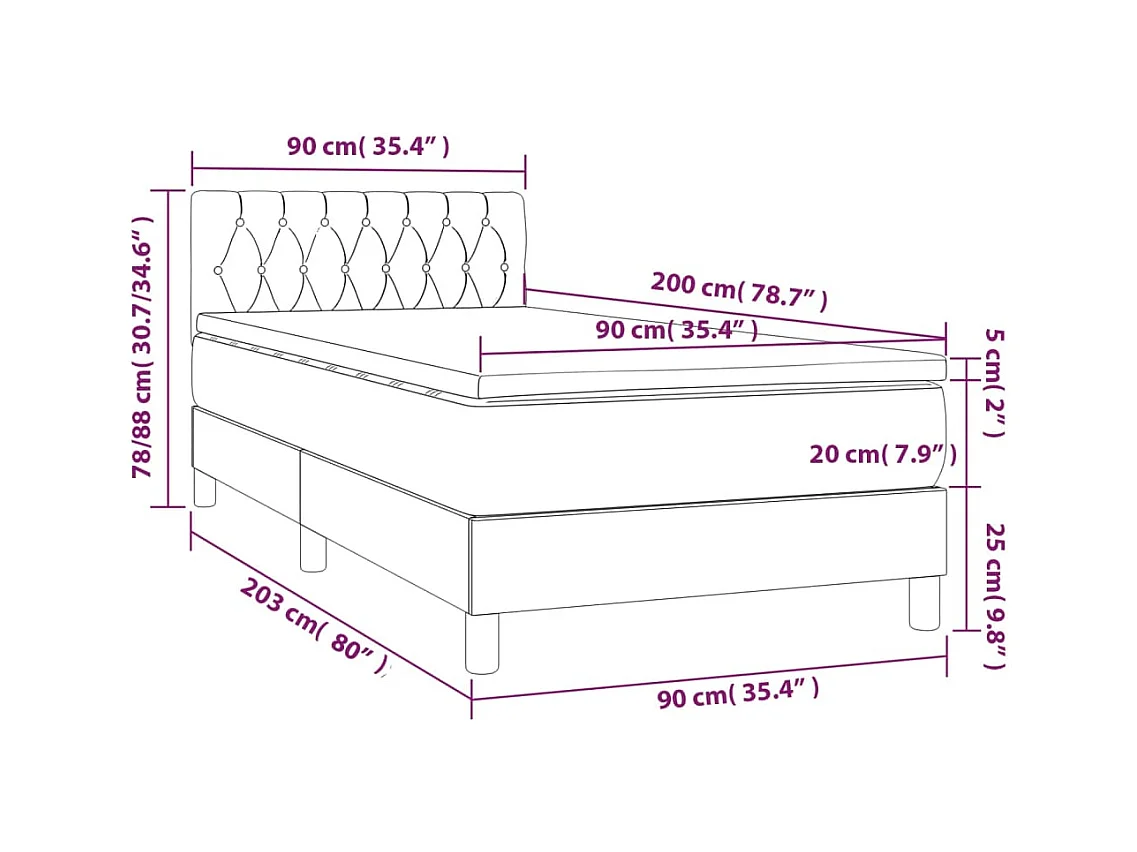 Lit simlpe adulte-Sommier à lattes de lit avec matelas Gris clair 90x200 cm Tissu