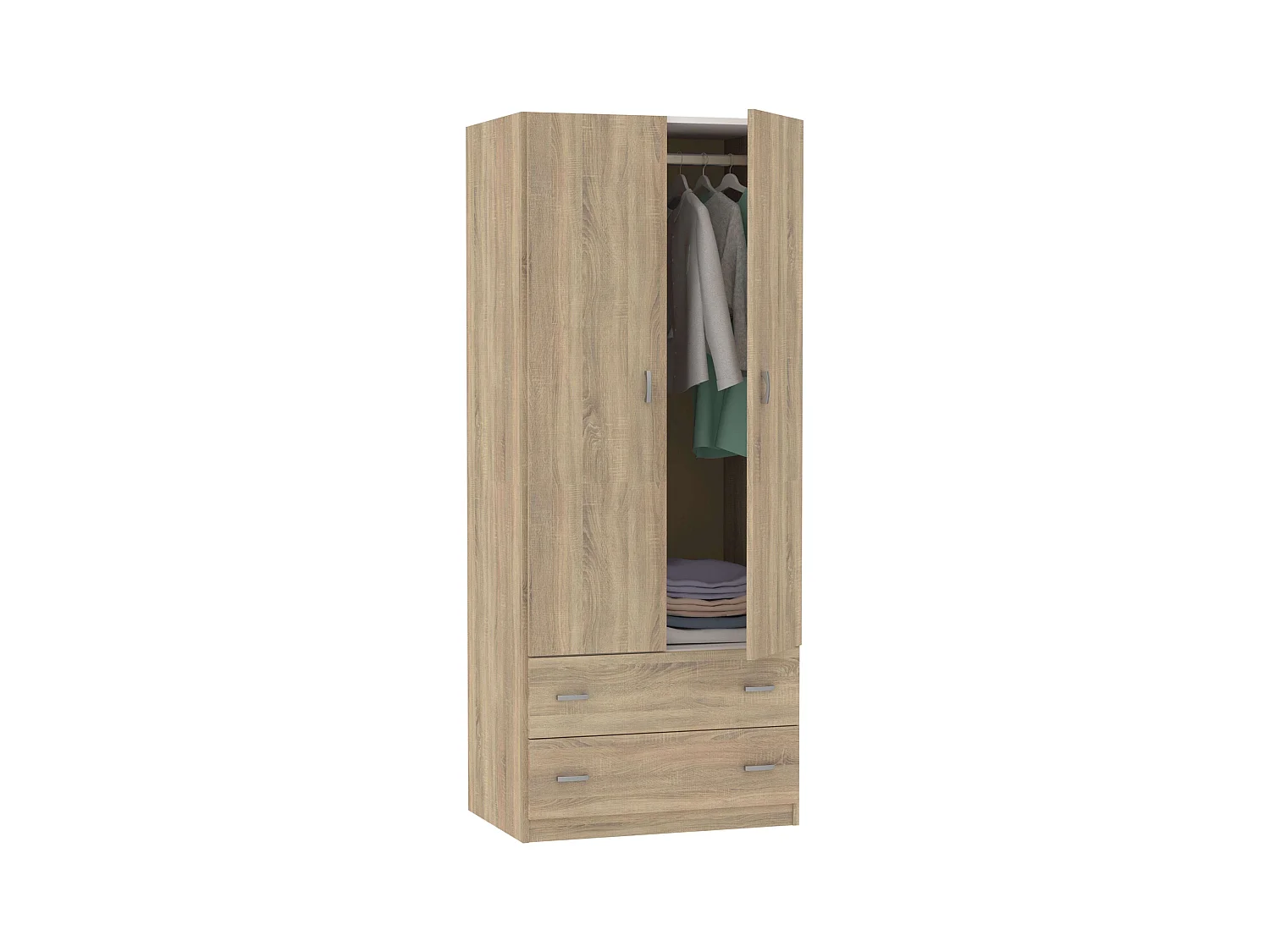 Armario Juvenil Turín 2 Blanco Brillo o Roble Cambrian 74x180 cm