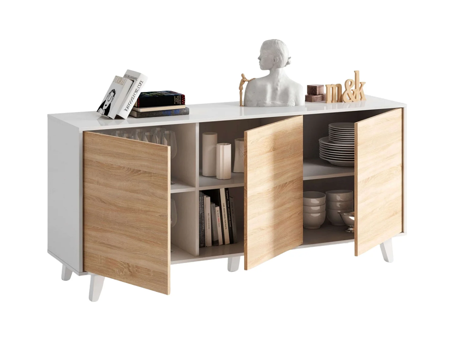 Conjunto Salón Comedor Mueble TV Modular Mesa Centro Elevable Aparador