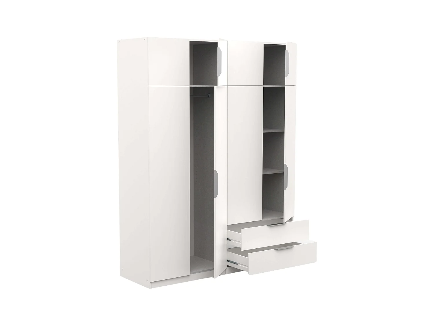 Armario Dormitorio Ghost 8 Puertas 2 Cajones Blanco/Roble 203x158x51 cm