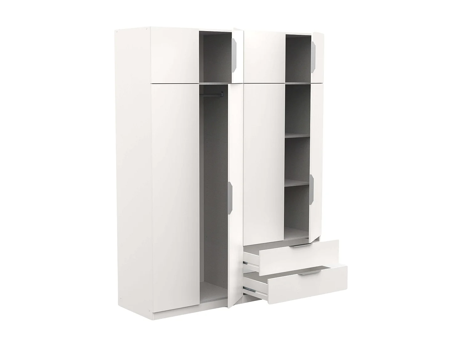Armario Dormitorio Ghost 8 Puertas 2 Cajones Blanco/Roble 203x158x51 cm