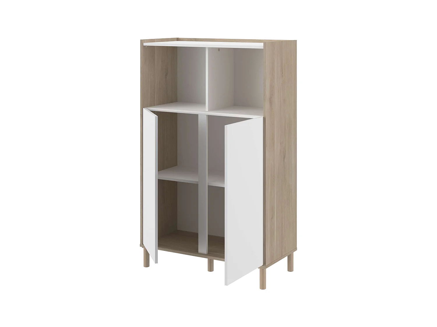 Armoire Azzaro 2 portes et 2 espaces, chêne japonais/blanc, 84x135x40 cm