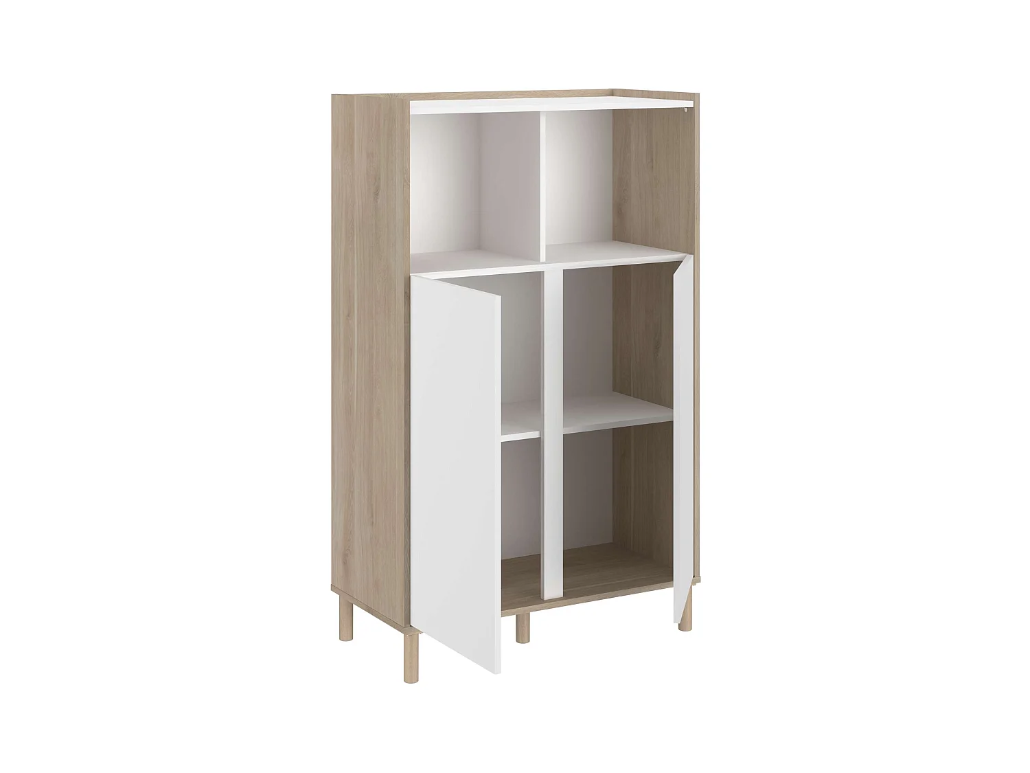 Armoire Azzaro 2 portes et 2 espaces, chêne japonais/blanc, 84x135x40 cm