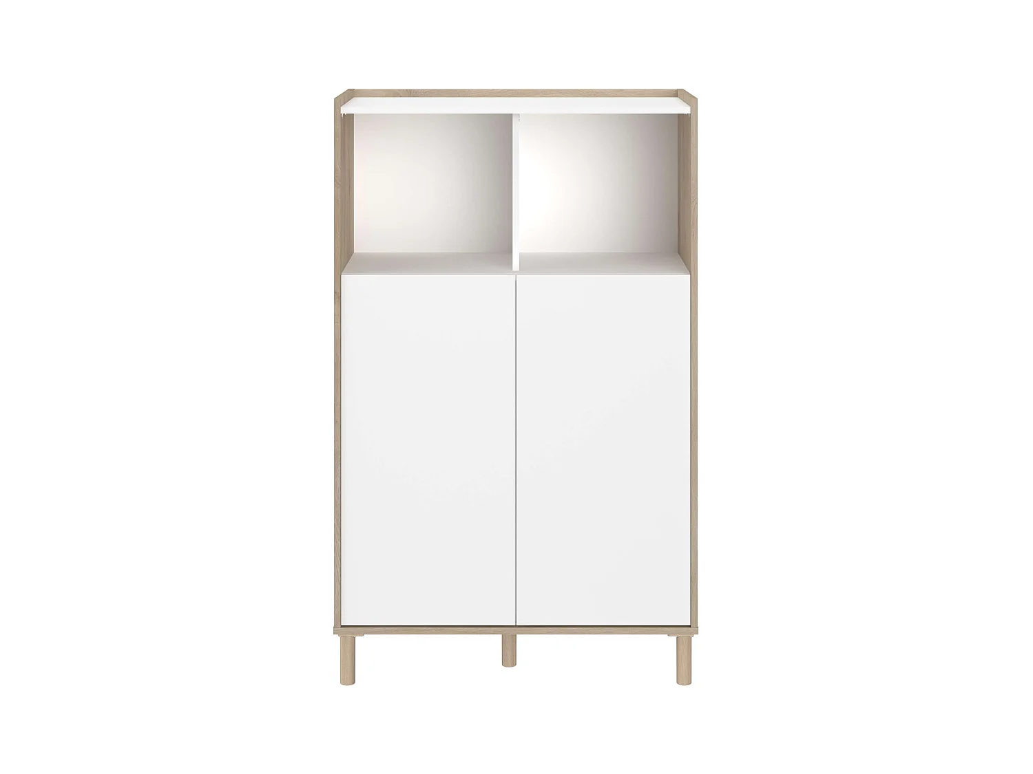 Armoire Azzaro 2 portes et 2 espaces, chêne japonais/blanc, 84x135x40 cm