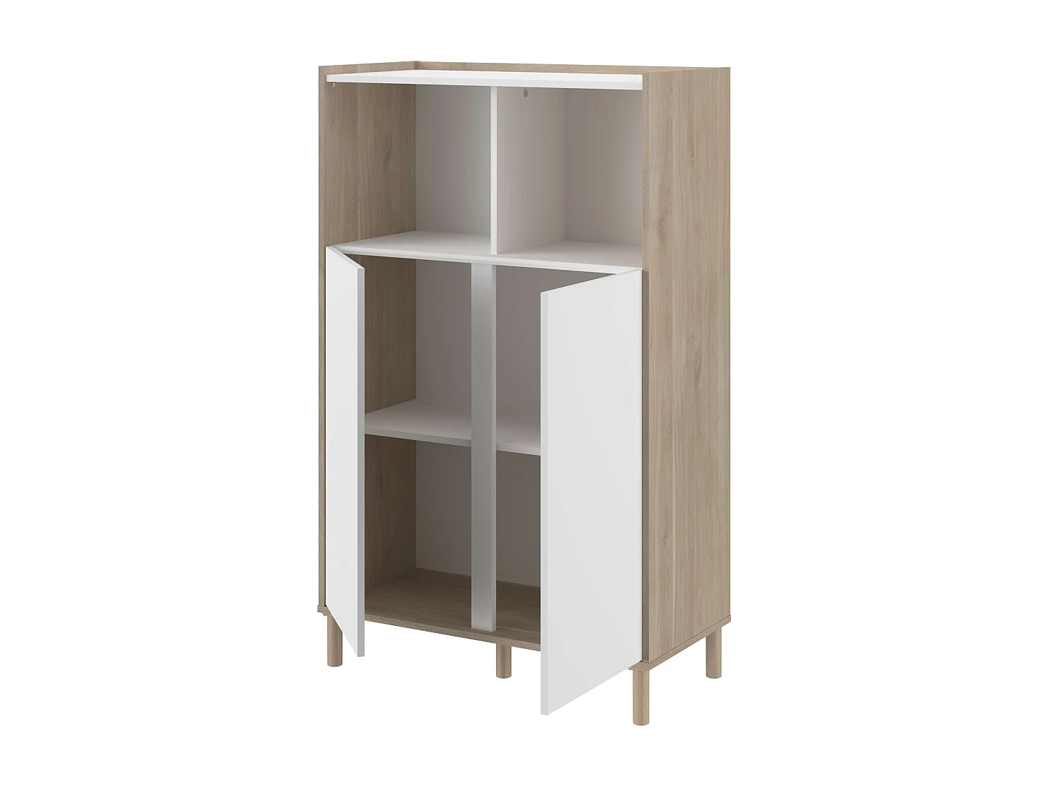 Armoire Azzaro 2 portes et 2 espaces, chêne japonais/blanc, 84x135x40 cm