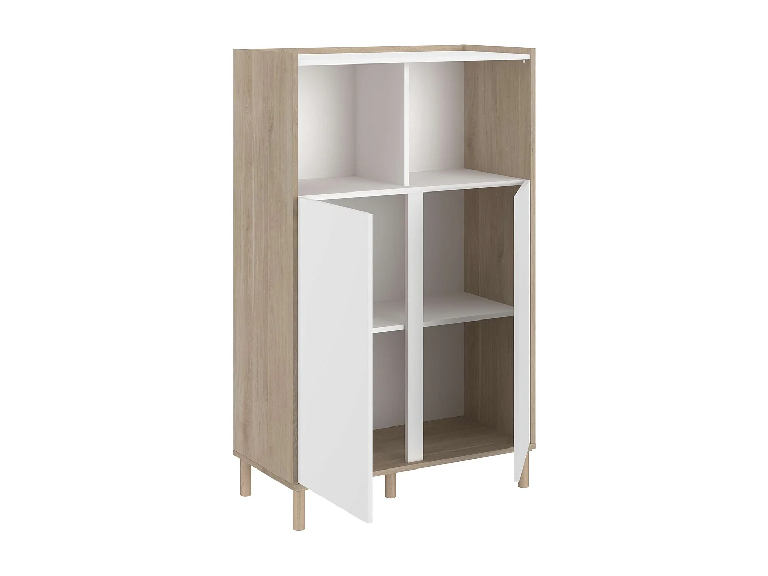 Armoire Azzaro 2 portes et 2 espaces, chêne japonais/blanc, 84x135x40 cm