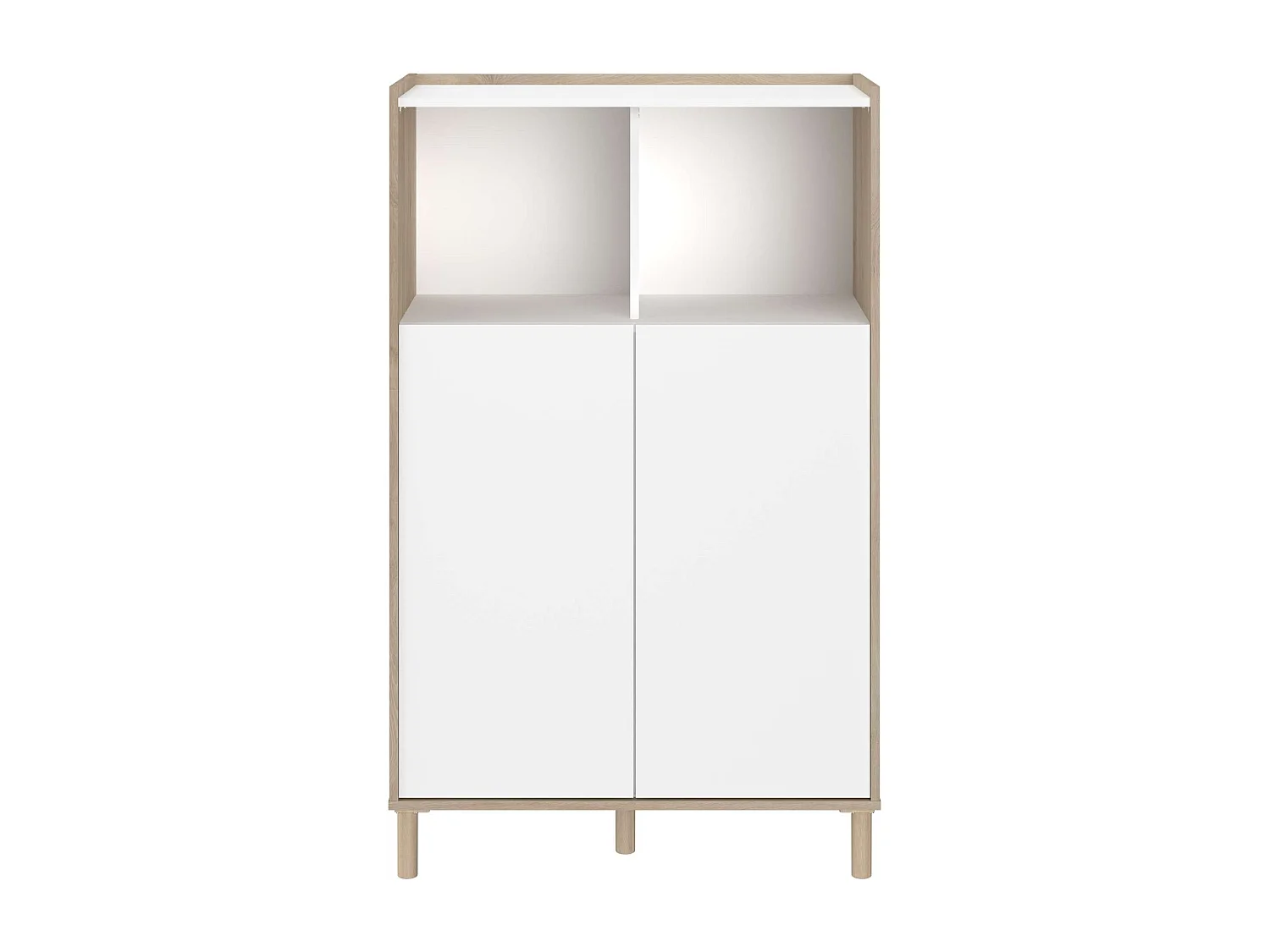 Armoire Azzaro 2 portes et 2 espaces, chêne japonais/blanc, 84x135x40 cm