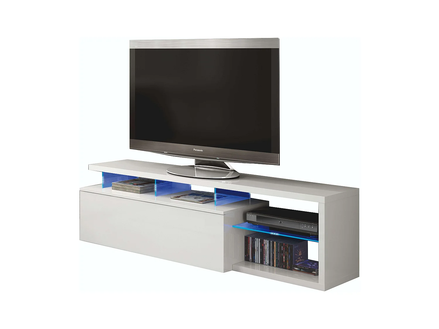 Pack Muebles Salón Santorini: Mesa TV, 2 Estanterías, Mesa Centro Elevable