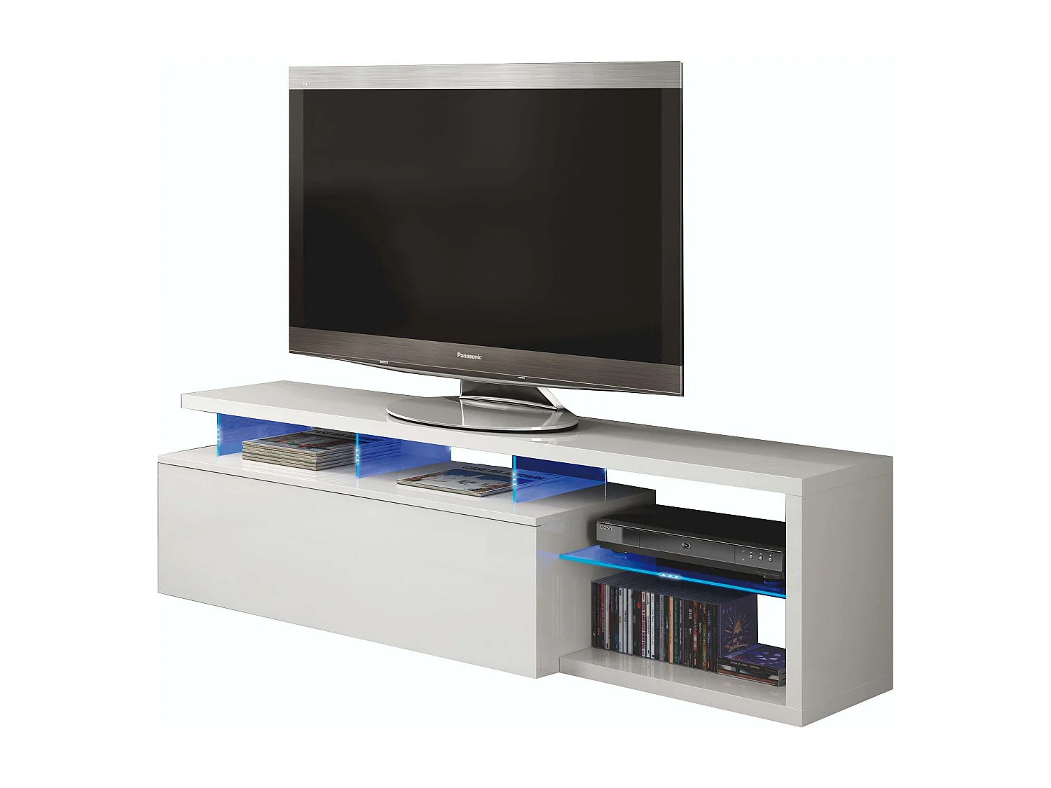 Pack Muebles Salón Santorini: Mesa TV, 2 Estanterías, Mesa Centro Elevable