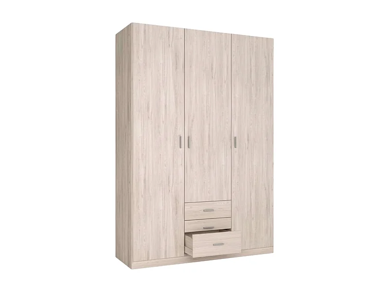 Armario ropero Roma 3 puertas 3 cajones color sahara 150x215 cm