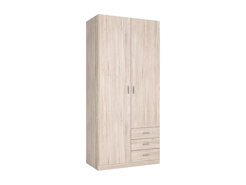 Armario Roma 2 puertas 3 cajones dormitorio color sahara moderno 216x100x53 cm